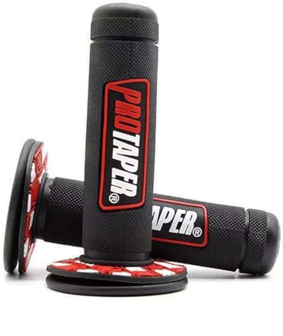 KEPYATI Manopola in gel per manubrio di motocicletta, Manubrio Gomma Freno Manopole, da 7/8, per K.T.M CRF EXC YZF Protaper Pro Conica Motocross Dirt Pit Bike （Nero e rosso）