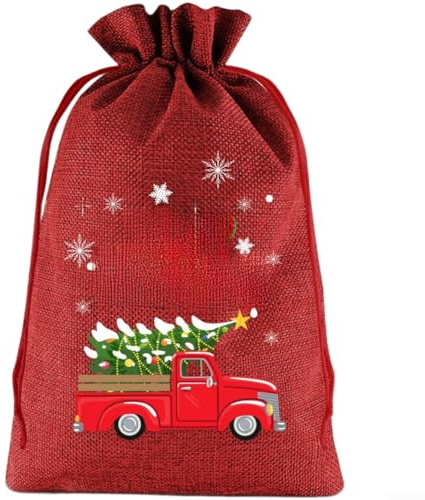 Beutel mit Kordelzug für Weihnachtsgeschenke, 20 x 30 cm, Polyester-Stoffsäcke für Kinderpartys und saisonale Veranstaltungen (6 Stück)