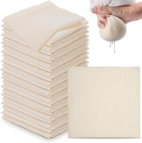 10 Stück Passiertuch 50 x 50cm, Käsetuch Waschbares Mulltuch,Wiederverwendbar Klassische Dichtegrad Abseihtuch,Cheesecloth Käsetuch Baumwolle Filtertuch für Käse Saft Tee Nussmilch Suppe Joghurt Tofu