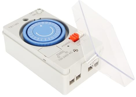 OVAQUIXI Minuterie Mécanique, Contrôle de 15 Minutes, 100-240 V AC, Matériau PC, 4,8 X 2,8 X 2,0 Pouces, pour Chauffe-Eau, Jardin, Lampadaires, Installations de Bureau