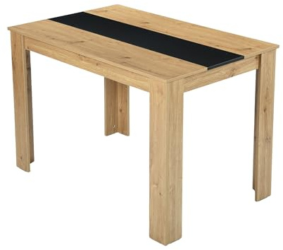 GOKHOMX Mesa de comedor rectangular 110 cm, mesa de cocina pequeña para 4 personas de madera para comedor, cocina, salón o espacio pequeño, estilo industrial, roble y negro, 110×70×75 cm