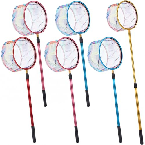 Teyva Daily 6 Pack Telescopic Fishing Nets, Retractable Lightweight Aluminum Alloy Landing Nets with Non-slip Handle for Catching & Releasing Frogs, Butterflies, Fish for Beach, Pond, Park Outdoor Use
