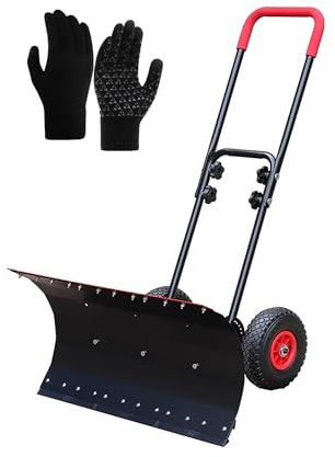 Robuste Schneeschaufel mit Rädern – Schneeschieber aus verdicktem Stahl, multifunktionaler Eisbrecher und Schneeräumer for Auffahrt, Gehweg und Terrasse(Dual-use)