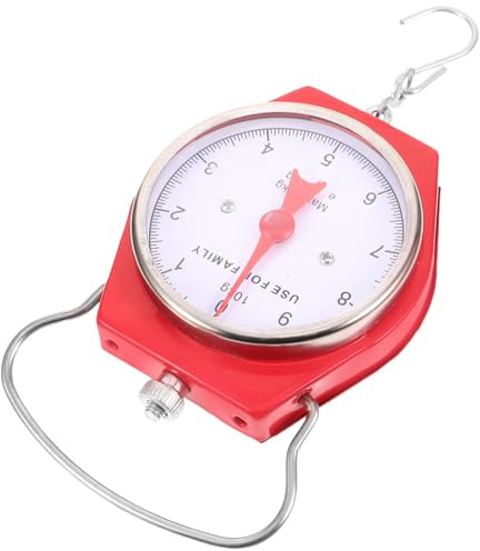 iplusmile Federwaage aus Metall Rote Hängewaage mit Hoher Genauigkeit Stabile Leistung und Haken bis 10kg für Gepäckreisen und Küche Zufälliger Stil
