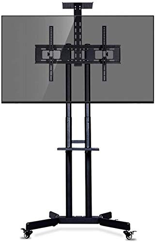 Carrello Porta TV Portatile Girevole Nero Regolabile Lucido con rotelle per TV per camere da Letto aule aule per televisori al Plasma/LCD/LED OLED Supporto da Tavolo TV