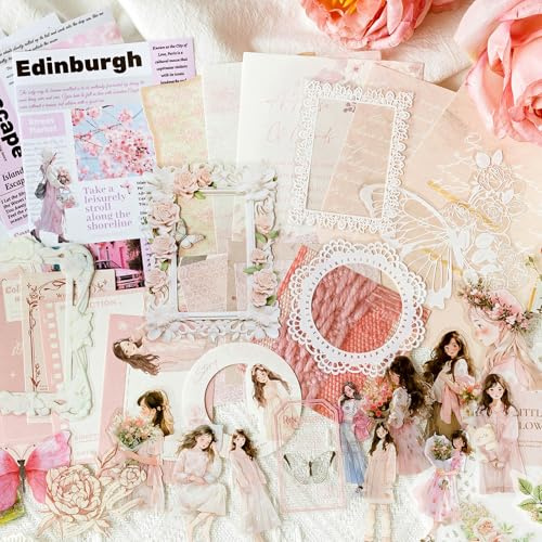 Set di adesivi per scrapbooking, 50 pezzi vintage, accessori per diario, adesivi per diario, diario spazzatura, diario, taccuino, planner, quadri, fai da te (The warmth