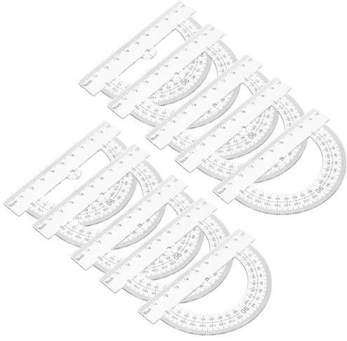 WRITWAA 10pcs Plastic Protractors 180-degree Half Circle Math Angle Measuring Tools for Students Portable Drafting Rulers for School and Office Use
