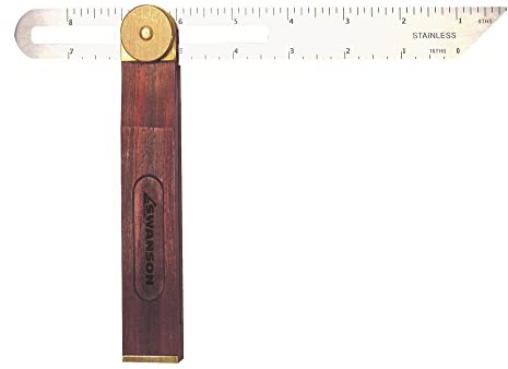 Swanson Sliding T-Bevel Angle Finder, Stainless Steel Rule, Etched Marks