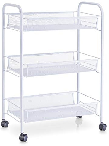 Zeller 17721 Etagen-Rollwagen, Mesh, 43.5 x 26 x 62.5 cm, weiß, 1 - Pack