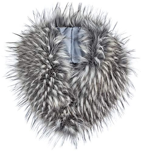 Futrzane Classic Col - Col Fausse Fourrure Femme Amovible - Echarpe Synthétique (Cendre Classic)