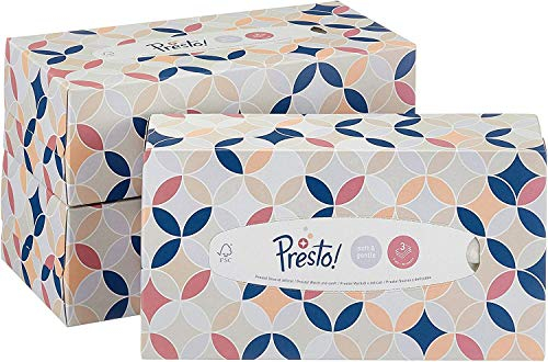 by Amazon 3-lagige Kosmetiktücher, 1080 Stück, 12 Packungen mit 90 (Früher Presto!)