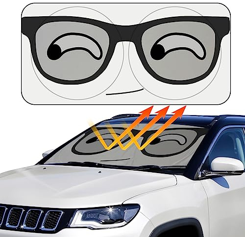 AYAMAYA Car Sun Shade Windshield Cute Eye Sunshade, Portable Big Cute Cartoon Car Window Sun Shades Automotive Outdoor UV Rays Protector Waterproof Folding Sun Visor for Baby (59x33)