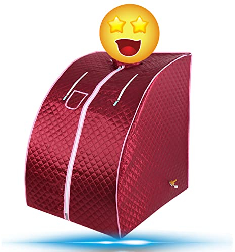 Turefans Bastu Hem Bärbar Hem Ånga Bastu Låda Ångrum Desinfektion, 1000W, 88 * 76 * 99 cm (Intensiv Röd)