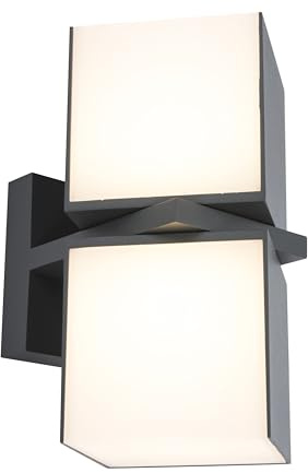 ECO-LIGHT LED-Außenwandleuchte CUBA, moderne Wandlampe aus Gussaluminium in Anthrazit, um je 350° drehbare Leuchtkuben, wetterfeste Außenleuchte, Warmweißes Licht 3000K, 1000 Lumen hell
