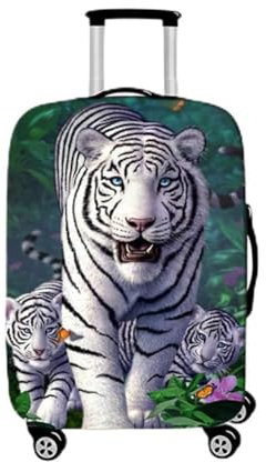 Morbuy Elastisch Kofferhülle Kofferschutzhülle Anti-Kratzer Staubdicht Kofferüberzug Luggage Protector Cover Kofferbezug Reisekofferabdeckung (Weißer Tiger,L)