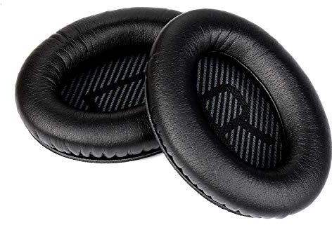 Yizhet Ersatz Ohrpolster für Bose QC25, QC15, QC2, AE2, SoundTrue | Kompatibel mit SoundLink Kopfhörern, Memory-Schaum, PU Leder, Schwarz