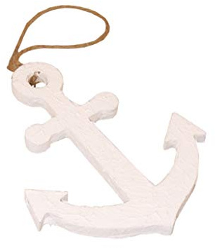 Ancla de madera para colgar – Maritim – ancla de barco – blanco – madera mármol – 1 VE = 6 unidades – cada uno aprox. 15 x 12,5 cm – 12420