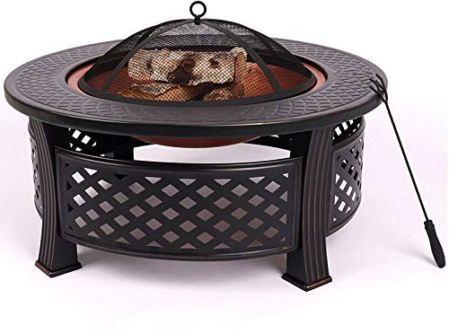 Grill, Holzkohlegrill, Schreibtisch, Outdoor, Smoker, BBQ, Feuerstelle mit Rundem Tisch, Grosse Kapazität, Einfach zu Bedienen, Langlebige Konstruktion, für Picknick, Garten, Terrasse, 81x35cm,A