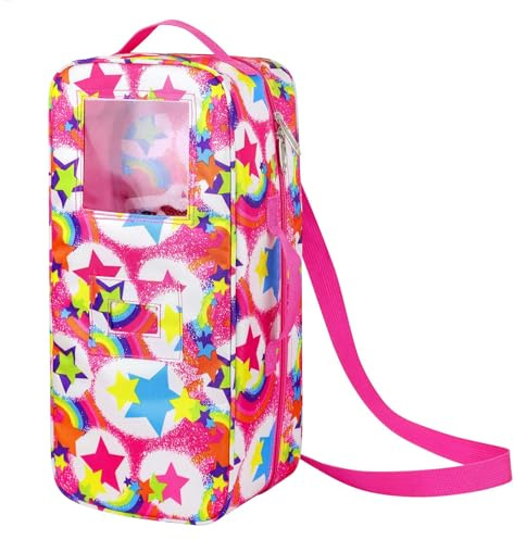 K.T.Fancy 14.5 Inch Doll Carrier Wishers Doll Travel Case Crossbody Carrier Bag Suitcase for 14.5 Inch Girl Doll Accessories with Multi-Pocket Storage Closet