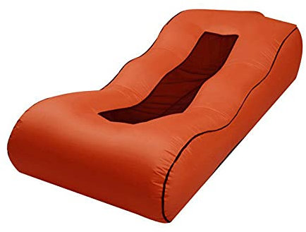 Aufblasbares Liegesofa Air Portable, wasserdicht für Hinterhof-Strandreisen, Camping, Keine Luftpumpe erforderlich, zusammenklappbar, Orange,S(length120cm)