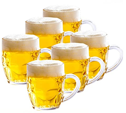 BJQZX Lot de 6 chopes à bière, Grands Verres à bière avec poignée pour congélateur, Verres à bière en Verre à bière 255 ML