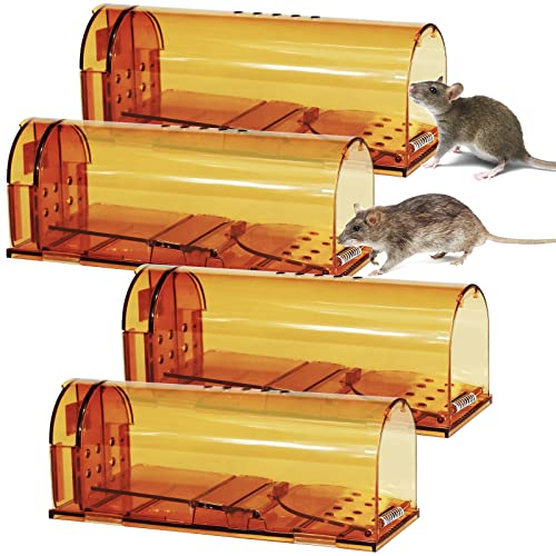 ChenFec Traps de Souris 4 Pack Souris - Catcher à Souris de Capture en Direct et de libération - Non Kill Petit Snappfalle - Le Petit Rongeur - extérieur intérieur
