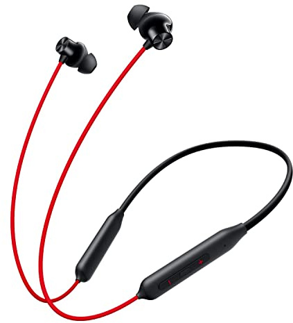 OnePlus Bullets Écouteurs sans fil Z2 Bluetooth 5 - Bombastic Bass - Pilotes de 12,4 mm - Autonomie de 30 heures (rouge accoustique)