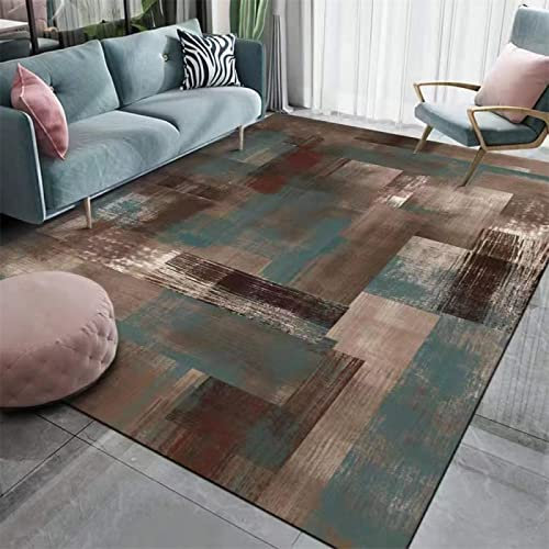 Kunsen Waschbare Teppiche braun Schreibtisch Teppich fleckerlteppich Abstrakter Minimalistischer Wohnzimmer-Schlafzimmer-Küchendruck 60X90CM langfloorteppiche XXL Teppich