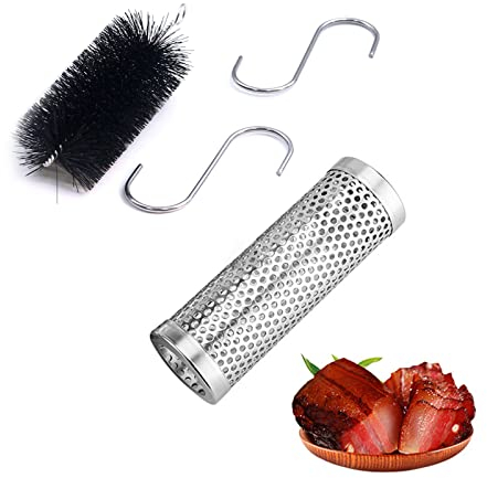 Affumicatore BBQ, Scatola Affumicatrice per Barbecue, Affumicatore in Acciaio Inox Smoker Box Accessori, Adatto per Barbecue a Gas e Barbecue a Carbonella