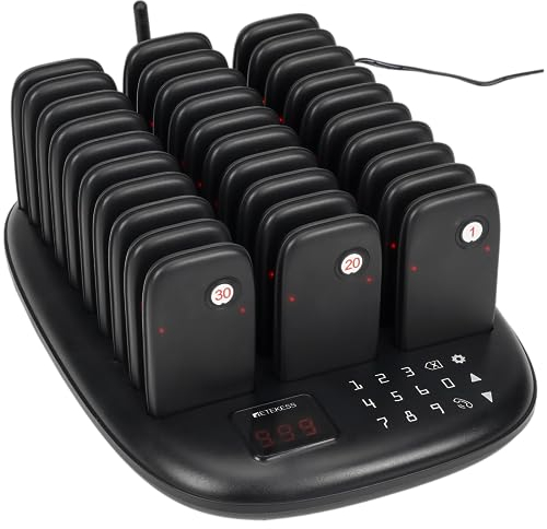 Retekess TD175P Pager Rufsystem, Pager Gastronomie, 30 Pagers, Draußen 1000M, 7 Rufmodi, Einfache Paarung, Signalstabilität, Pager System für Food Court, Spielplatz, Einkaufszentrum