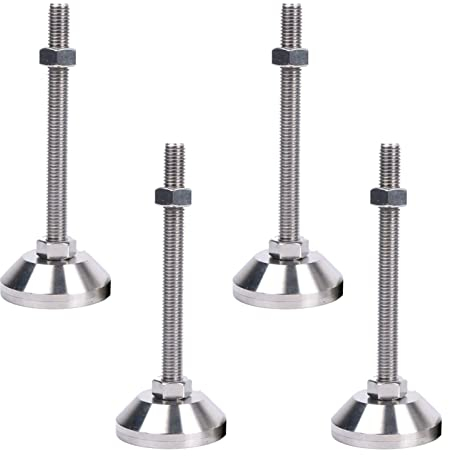 SBTRKT 4 Stück verstellbare Edelstahlfüße D40*M12*50, robuste Schraubstützfüße, mechanische Maschinenfüße, Feste Bodenfüße, rostfreie Fußschale