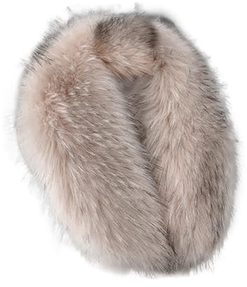 Surakey Cuello con Capucha de Pelo Sintético de Zorra, Cuello de Invierno de Pelo Sintético con Botón y Orificio para Llave, Elegante Bufanda Caliente, Cuello Chal Desmontable para Parka, Chaqueta (60