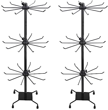 YLSZHY Drehbarer 3-Etagiger Schmuckständer, verstellbares Metall-Display, hängender Schmuckturm, modisch mit Haken für Schlüsselanhänger, Ohrringe, Halskette, B, 71,1 cm