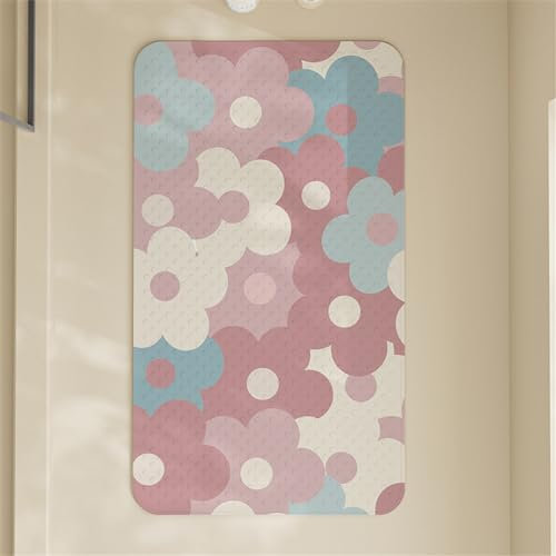 Morbuy Badewannenmatte Kinder rutschfest Maschinenwaschbar Duschmatte Antirutschmatte Badewanne Badematte mit Saugnäpfen, Starke Saugkraft (50x80cm,Pink Blau)
