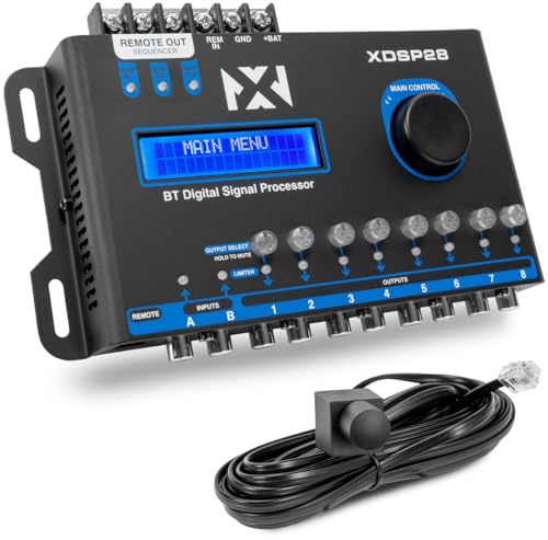 NVX XDSP28 15-Band X-Serie 8-K parametrischer EQ Digital Signalprozessor (DSP) mit LCD-Display, integriertem Bluetooth und Remote Level Controller