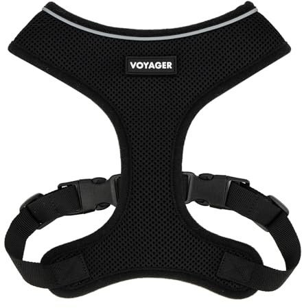 Best Pet Supplies Voyager Aerolite Over the Head Dog Harness, No Pull Breathable Air Mesh Vest, Quick Dry with Reflective Stitching, Adjustable Escape Resistant Harness - Black, Small