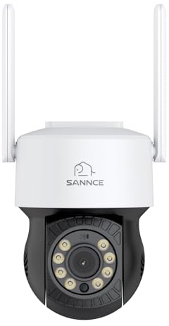 SANNCE Telecamera di sorveglianza WiFi da 5 MP, zoom digitale, telecamera di sorveglianza wireless a 360 gradi, riconoscimento dell'uomo intelligente, lavoro con Alexa, audio a 2 vie, monitoraggio