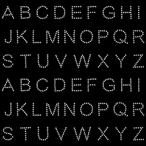 FINGERINSPIRE 2 Blatt Alphabet Strass Aufbügler Glitzernd 26 Buchstaben Hot Melt Strass Aufnäher Alphabet Muster Für Hochzeitskleidung Kleiderdekor