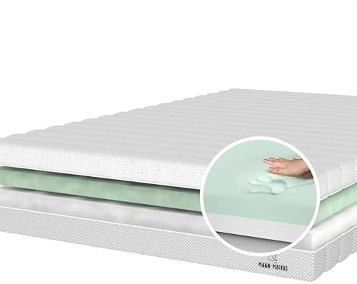 Maan matras Hybrid-Kaltschaummatratze 120 x 200 cm - 22 cm Dick - Anpassbare Härte - Waschbarer Bezug - Allergikerfreundliche Matratze