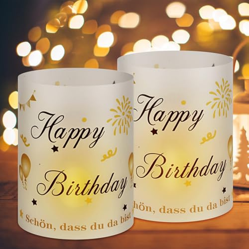 12 Stück Tischdeko Happy Birthday Kerzen & Windlichter - Kerzen für 30, 40, 50 Geburtstag - Deko für Frau & Mann