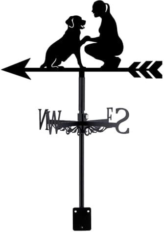 SUPERDANT Wetterhahn Mit Frau Und Hund Wetterfahne Mit Hund Weather Vane Aus Metall Für Garten Bauernhaus Dekorative Windrichtung Im Freien Eisen Wetterfahnen Für Dach Den Hof