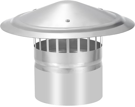 YOKIVE 1 Pcs 5-Inch Round Chimney Cap, 304 Stainless Steel Cone Top Chimney Cap with Screen | Stove Pipe Cap Stovepipe Finial Great for Outside Vent Flue Roof