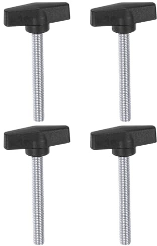 QUARKZMAN 4 Stück Rändelschrauben mit T Flügelknöpfe M10 x 60mm Kunststoff T-Kopf Kohlenstoffstahl 55mm Gewindebolzen Klemmschraube Flügelschraube Haltegriffe Klemmknopf für Maschine
