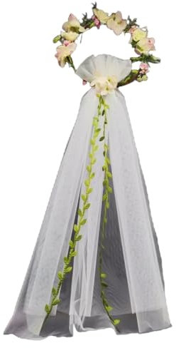 Whakano Boho Girlande Schleier Braut Damen,Kommunion Stirnband,Hochzeitskleid,Kopfschmuck,Kleid Accessoires Schleier für Bräute,für JGA Junggesellinnenabschied Hochzeit Hen Party,Pink