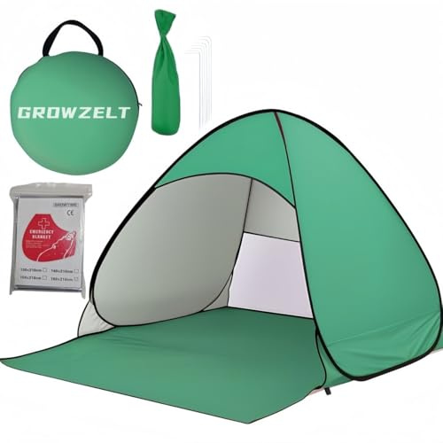 XXL Strandmuschel Pop Up uv Schutz 50 +, Strandzelt Sonnenschutz 3-5 Personen, Größer Strandmuschel Baby 200x165x130cm - Grün