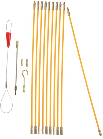 UKCOCO Tiracables Pasacables Eléctrica Kit De 10 Varillas De 33cm Herramientas Para Electricistas