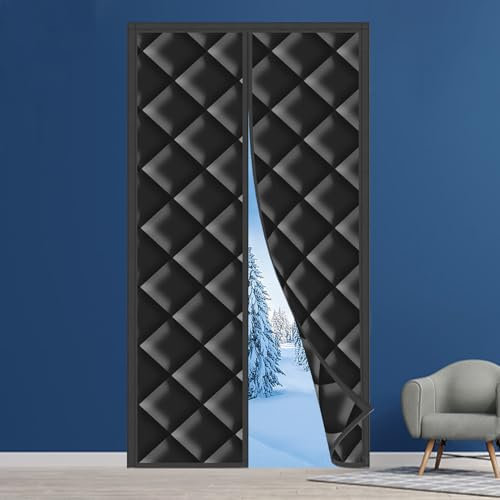 Rideau de porte magnétique isolant thermique : coupe-vent et acoustique durable pour l'hiver, tissu Oxford respectueux des animaux, idéal pour le balcon et l'intérieur