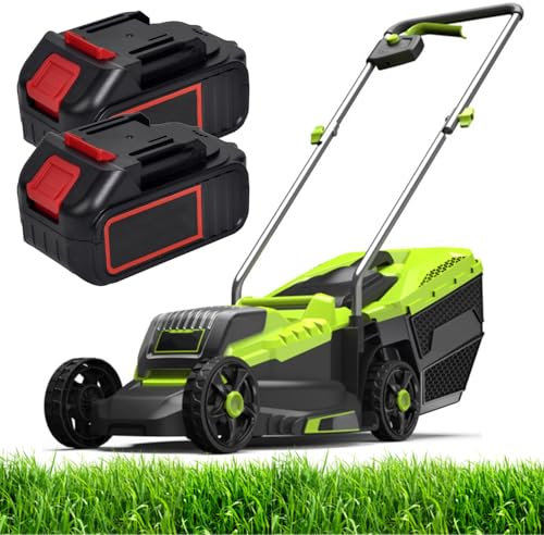 ZEEKYFOR Tondeuse à Gazon électrique sans Fil pour Jardin, Pelouse et Cour, avec 2 Batteries 20 V 4000 mAh, 3 Hauteurs Réglables, Grand Bac de Ramassage de 35 L