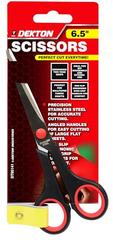 Dekton 6.5 Scissors | Precision Stainless Steel Blades for Accurate Cutting | Non-Slip Ergonomic Handles | Angled Handles for Easy Cutting | Perfect for Wallpaper, Fabric, and Crafts | Durable Design