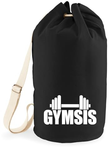 Huuraa Seesack Gymsis Hantel 20 Liter Black Baumwolle Rucksack Geschenkidee